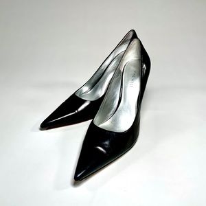 Nine West Pointed-Toe Black 4” Lthr Heel 8.5